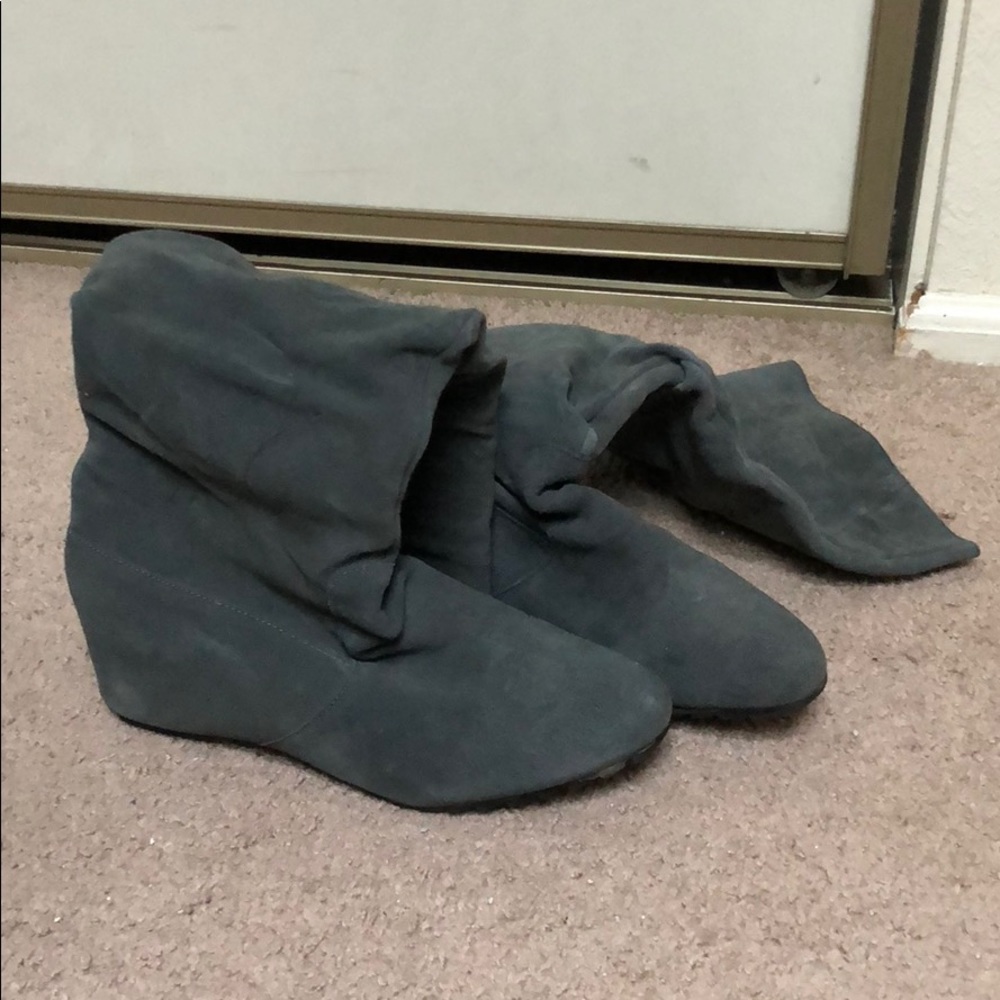 Grey suede slouch boots